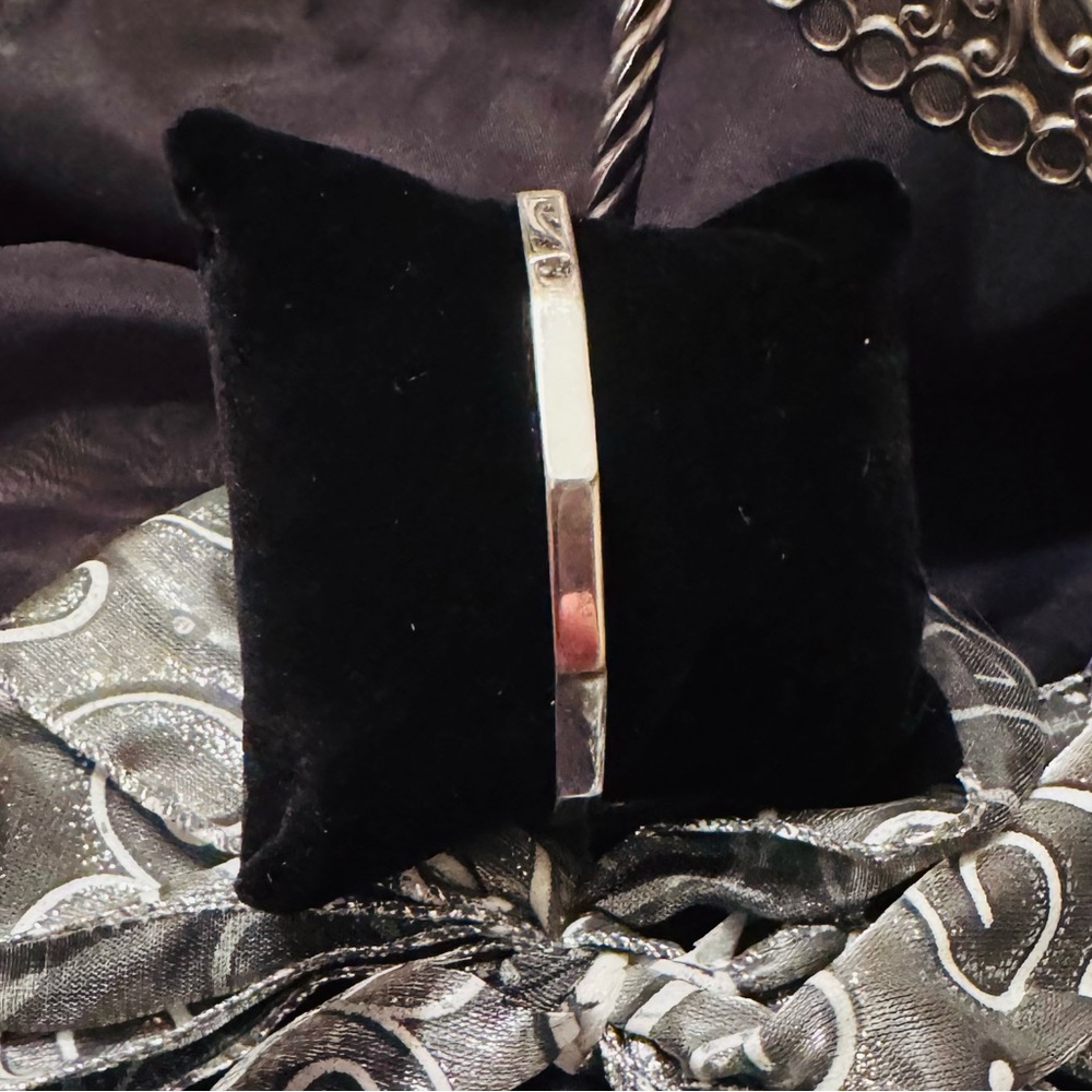 Monet Silver Plated Hexagonal Bangle Bracelet - image 3